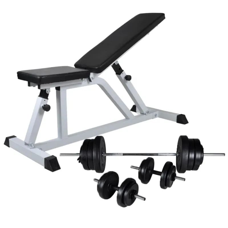 Panca da Palestra con Bilanciere e Set di Manubri con Pesi 60,5 kg Palestra Solo Oggi
