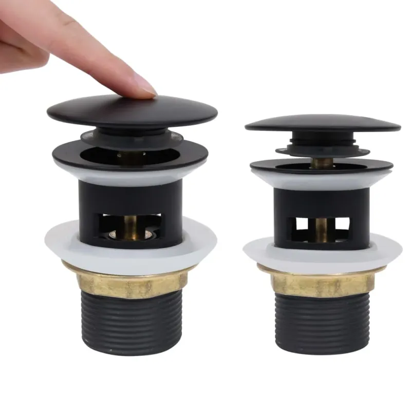 Promozione Esclusiva Scarico a Pressione con Funzione Troppopieno Nero 6,4x6,4x9,1cm Zinco e Ottone