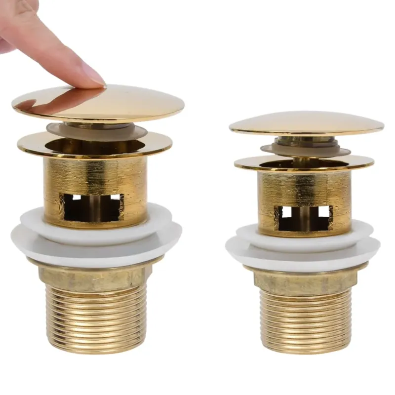 Promozione Esclusiva Scarico a Pressione con Troppopieno Oro 6,4x6,4x9,1 cm in Zinco e Ottone
