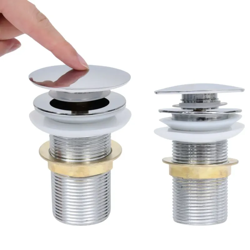 Scarico a Pressione Senza Troppopieno Cromo 6,4x6,4x9,1cm in Zinco e Ottone Occasione