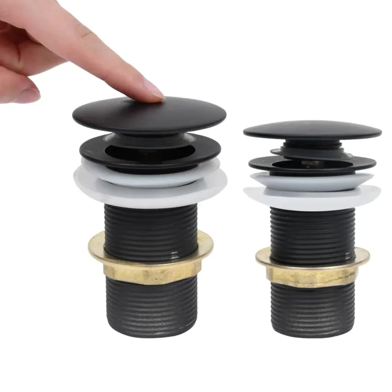 Scarico a Pressione senza Troppopieno Nero 6,4x6,4x9,1 cm in Zinco e Ottone Esclusivo