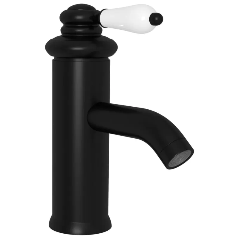 Rubinetto per Lavabo del Bagno Colore Nero 130x180 mm Pomello Bianco Promozione