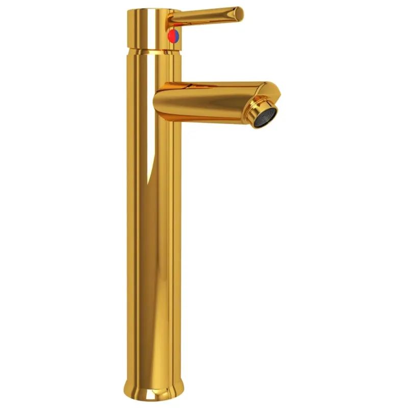 Acquista Ora Rubinetto Miscelatore per Lavandino da Bagno Colore Oro 12x30 cm
