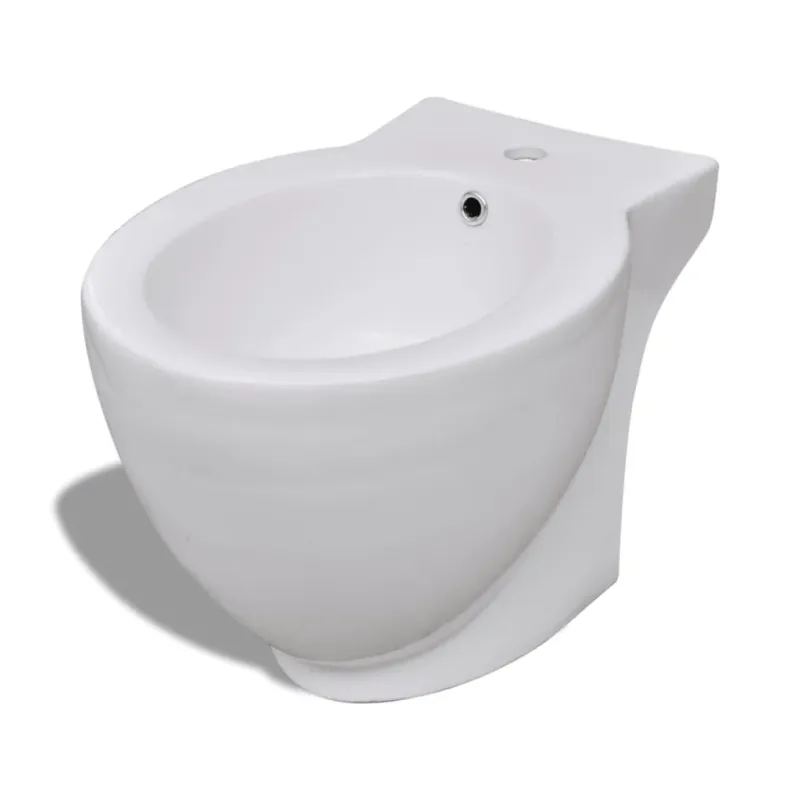 Bidè da Bagno Rotondo in Ceramica Alta Qualità con Piede Bianco Design Moderno Consegna Rapida