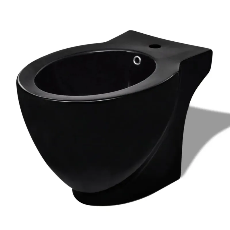 Affare Bidè da Bagno Rotondo in Ceramica Alta Qualità con Piede Nero Design Moderno