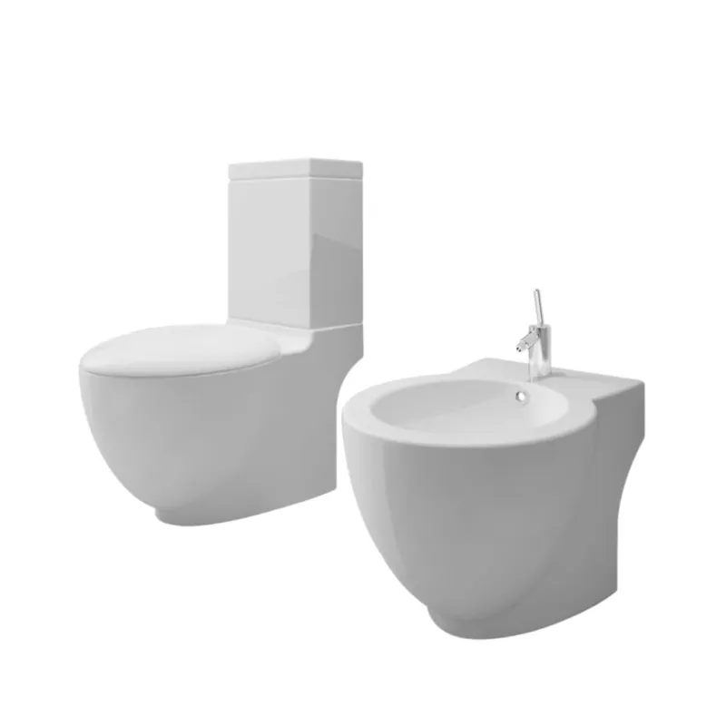 Set Toilette e Bidè da Bagno in Ceramica Colore Bianco Chiusura Delicata A Buon Prezzo