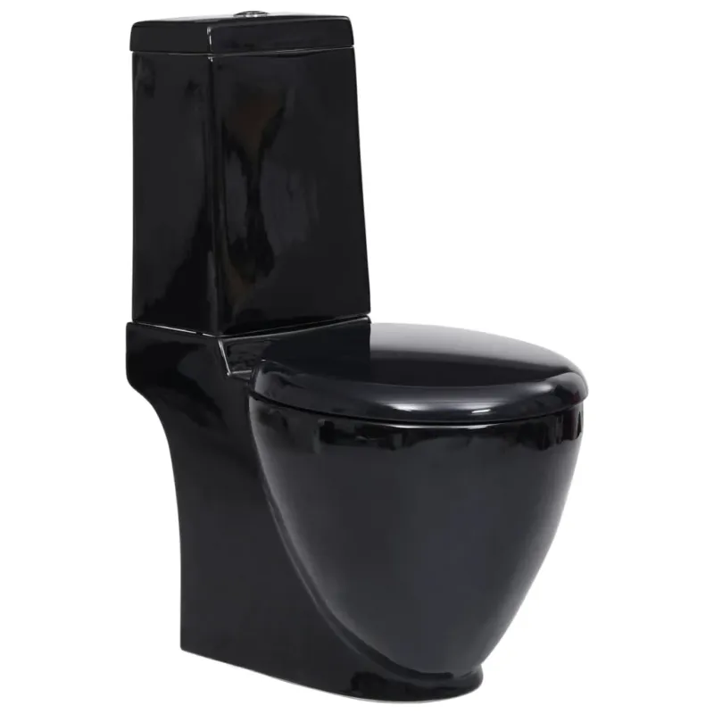 Vaso WC in Ceramica con Scarico Dietro Nero 65 x 38,5 x 84,5 cm Vendita Finale