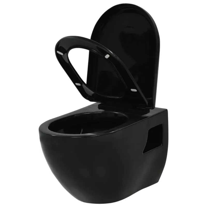 Soddisfatti O Rimborsati WC Sospeso in Ceramica Nera con Funzione a Chiusura Ammortizzata