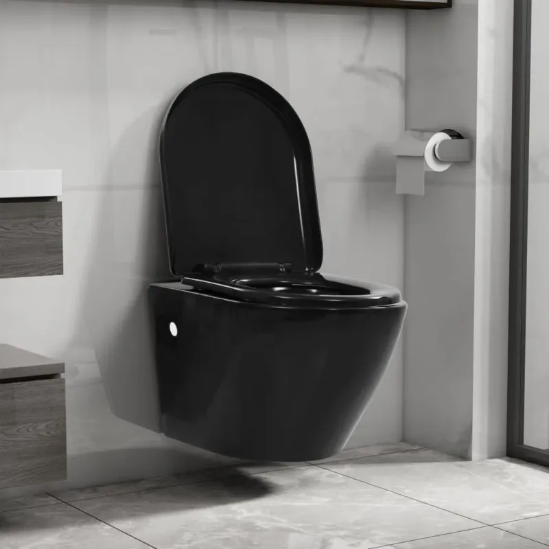 WC Sospeso con Design Senza Bordi in Ceramica Nero Chiusura Ammortizzata Saldi