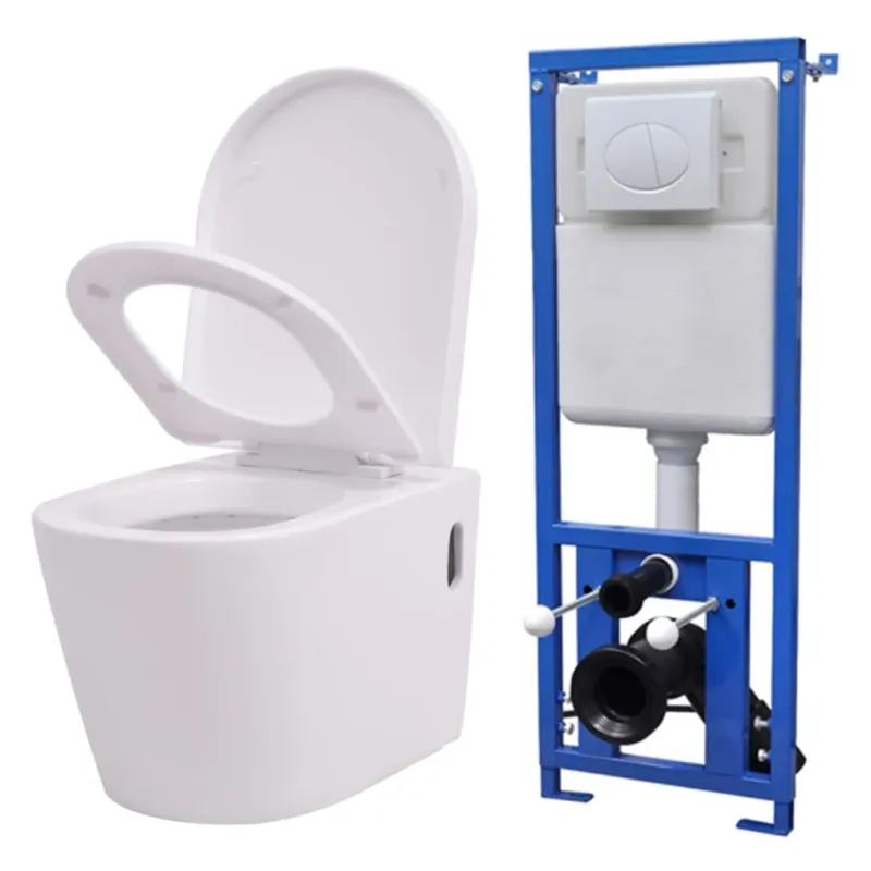 WC a Muro con Sciacquone Nascosto in Ceramica Bianco 56 x 36 x 34 cm Reso Gratuito