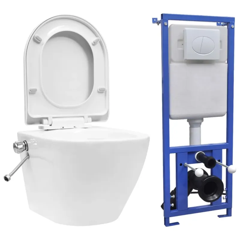 Ultime Pezzi WC a Muro senza Bordo con Sciacquone Nascosto Ceramica Bianco Chiusura Soft