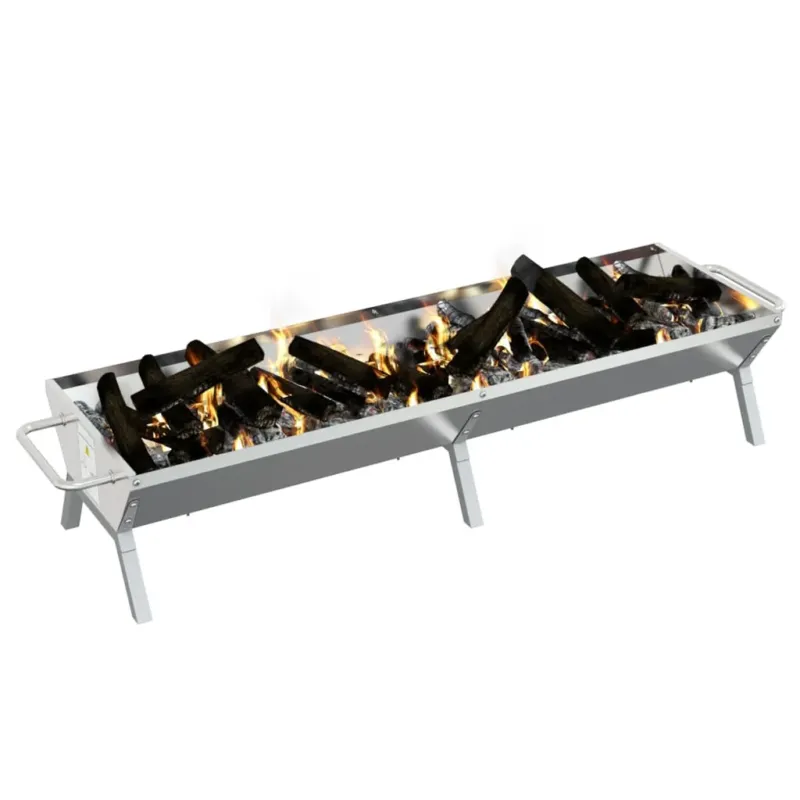 Vassoio per Barbecue Argento Acciaio Inox 158x42x31 cm Ultimissimo Modello