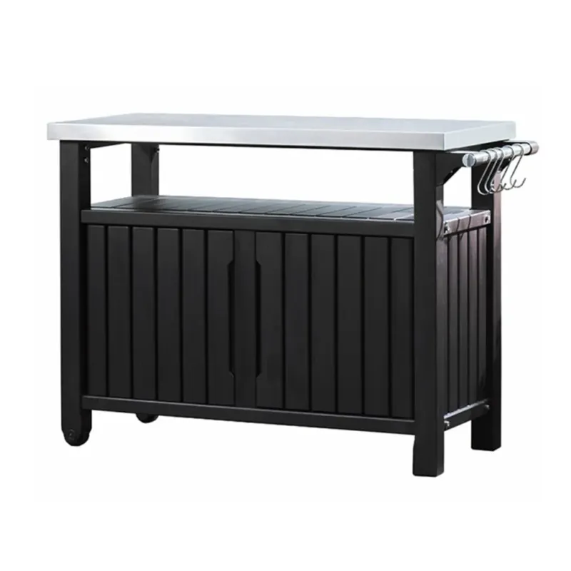 Tavolo Esterni Multifunzione per Barbecue Unity XL Aspetto Legno Colore Grafite Consegna Rapida