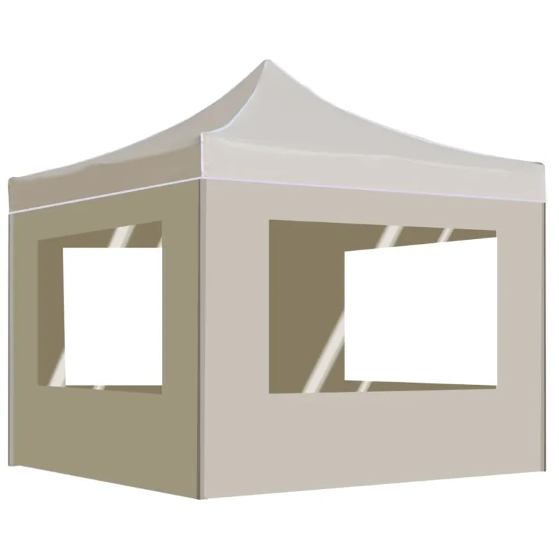 Di Tendenza Gazebo Professionale Crema Design Pieghevole Telaio Alluminio con Pareti 2x2m