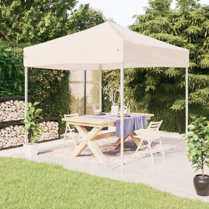 Tenda per Feste Crema Pieghevole Tessuto Oxford Telaio in Acciaio in 2x2 m Offerta Limitata