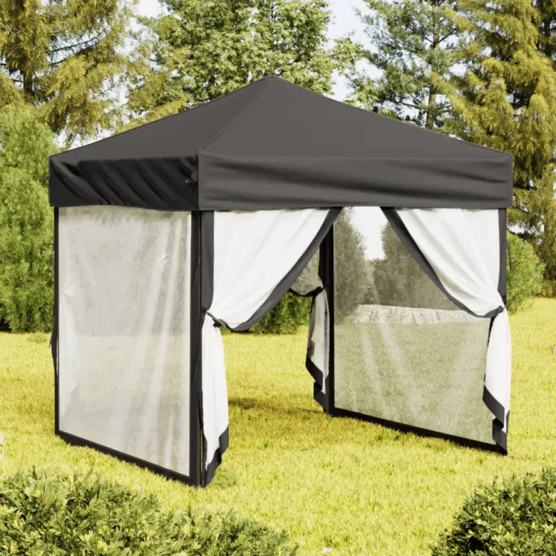 Tenda per Feste Pieghevole con Pareti Laterali Antracite Tessuto Oxford 2x2 m Offerta Limitata
