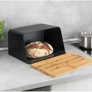 Super Prezzo Portapane nero con tagliere in bambù