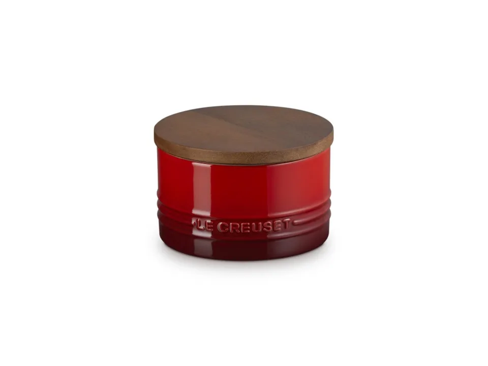 Esclusivo Evolution, barattolo in gres vetrificato con coperchio in legno 0,47 lt - ciliegia