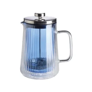 Narciso, pressofiltro plissè in vetro borosilicato trasparente con coperchio in acciaio - interno blu Offerta Del Giorno