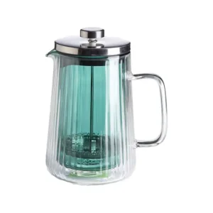 Più Venduto Narciso, pressofiltro plissè in vetro borosilicato trasparente con coperchio in acciaio - interno verde
