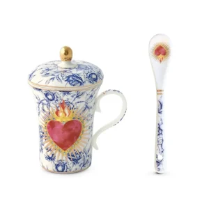 Infusiera in porcellana 300 ml con coperchio e cucchiaino in gift box icons heart Ordina Subito