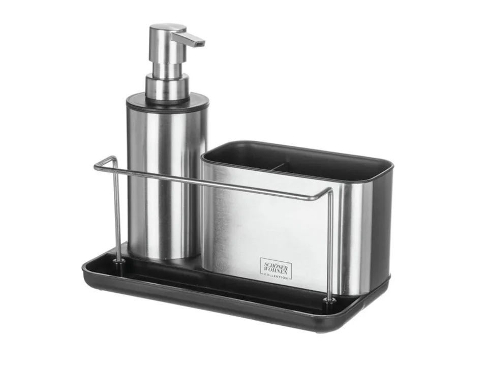 Shirley, organizer lavello nero/inox Offerta Del Giorno
