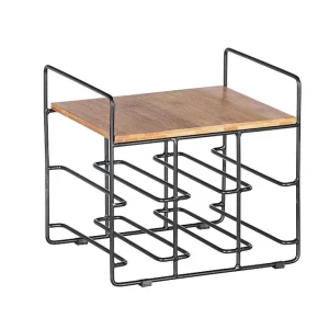 Prezzo Conveniente Scaffale portabottiglie, 6 bottiglie, bambù/nero