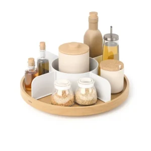 Professionale Bellwood, vassoio girevole bianco-naturale ø30xh9 cm
