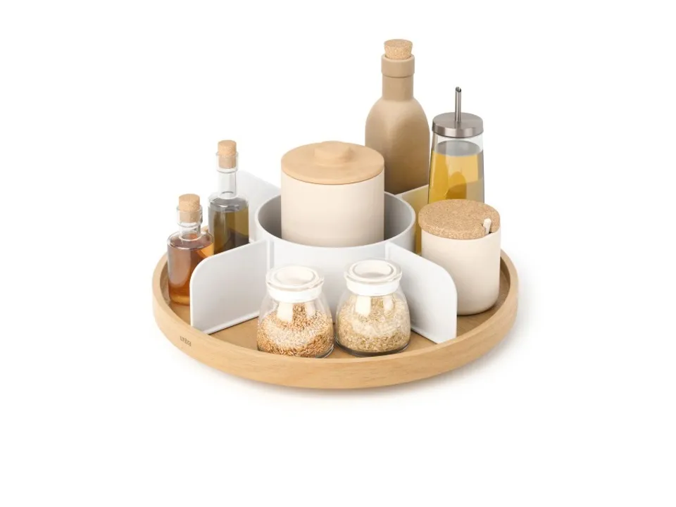 Professionale Bellwood, vassoio girevole bianco-naturale ø30xh9 cm