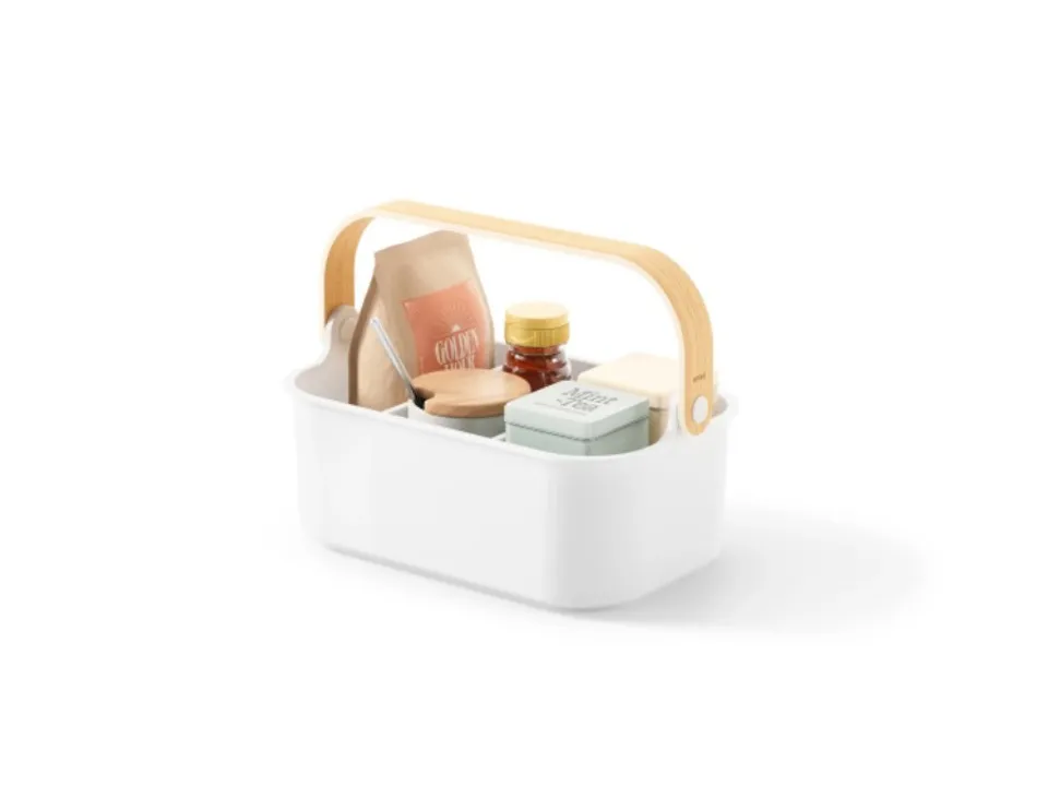 Offerta Lampo Bellwood, cestino impilabile bianco-naturale 28x18 cm