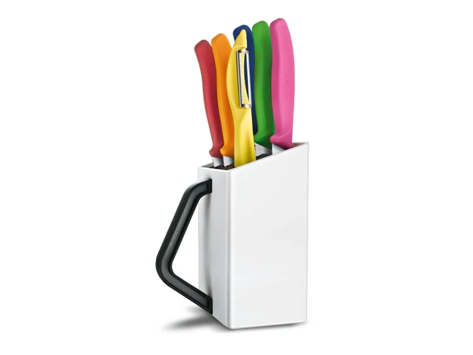 Offerta Lampo Swiss classic, ceppo coltelli 6 pezzi colori misti