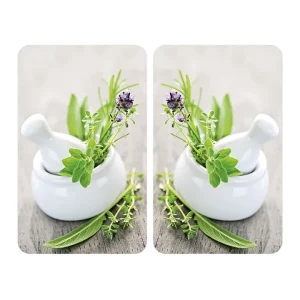 Prezzo Ridotto Coprifornelli vetro, piante aromatiche, 2 pezzi