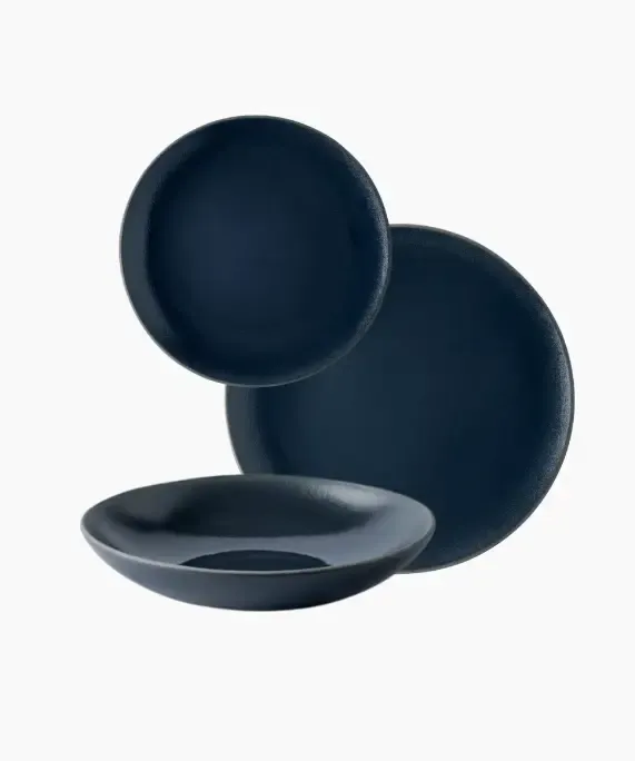 KnIndustrie Piatti Aida gres blu - Set Tavola - Un piatto piano, un fondo e un frutta Soddisfatti O Rimborsati