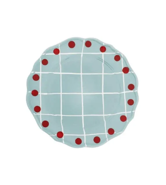 Prezzo Conveniente Bitossi Home Quadri Bordo Pois Set 2 pz Piatto piano Azzurro