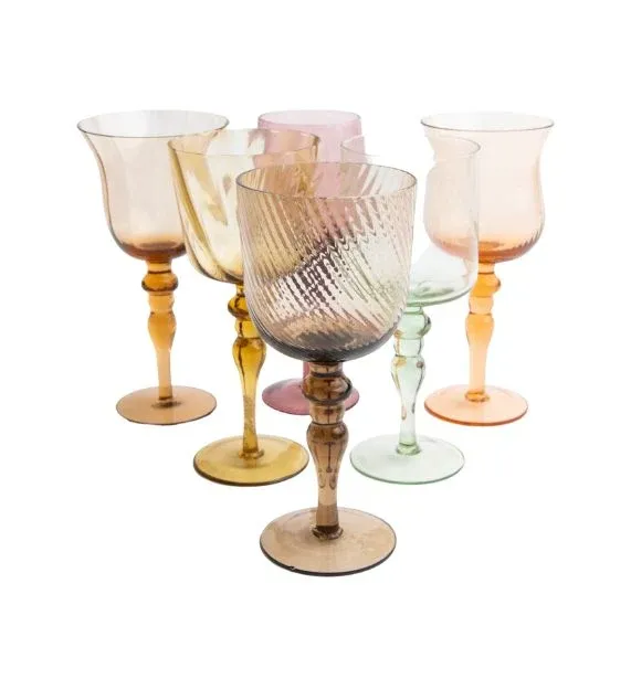 Prezzo Basso Bitossi Home Calici Texture set 6 Calici Forme Assortite Ambra/Rosa