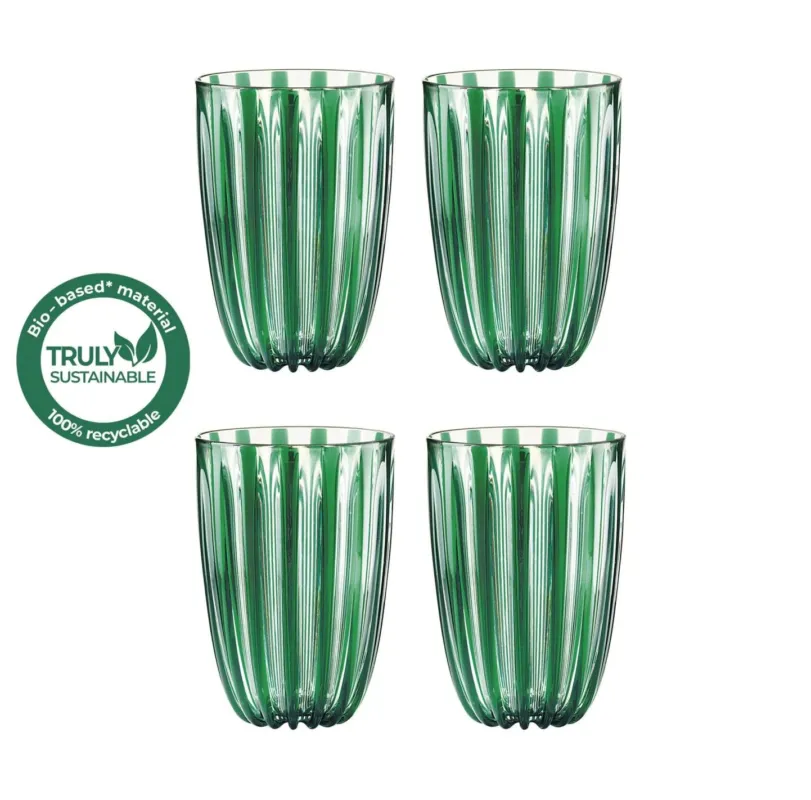 Saldi Guzzini - Set 4 bicchieri in plastica biologica riciclabile linea Dolcevita verde 470 ml
