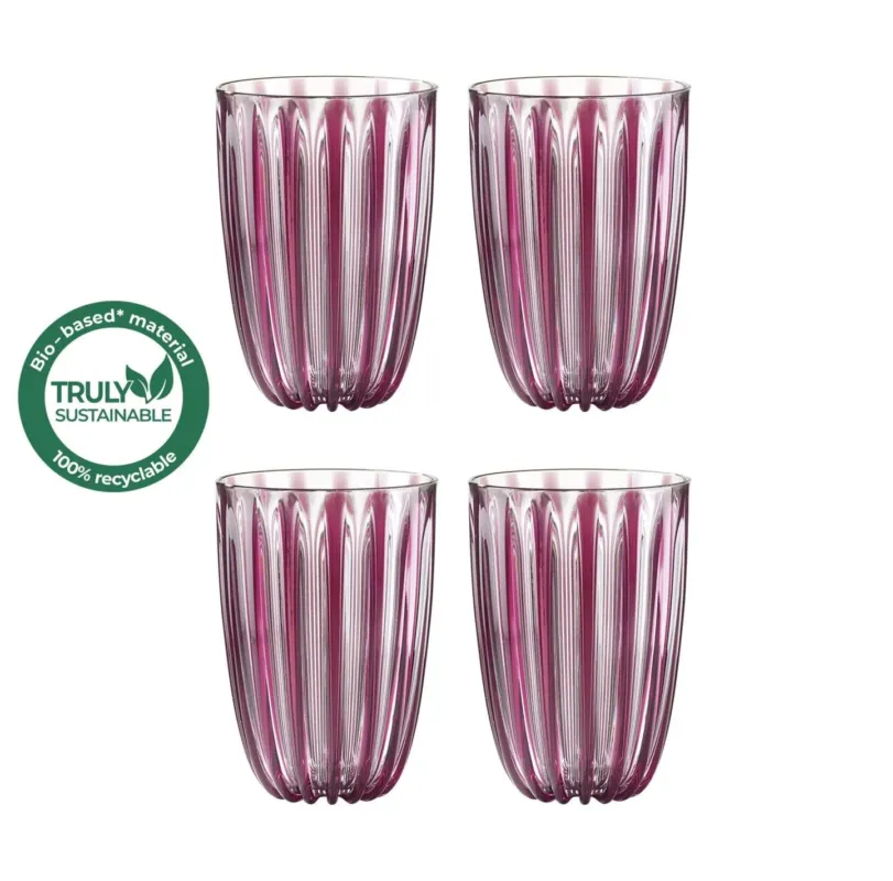Quantità Limitata Guzzini - Set 4 bicchieri in plastica biologica riciclabile linea Dolcevita ametista 470 ml