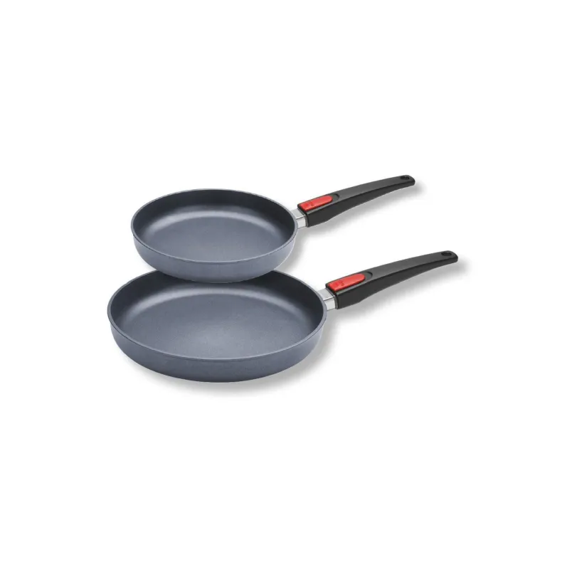 Woll - Set 2 Padelle basse antiaderente in alluminio forgiato Diamond lite a induzione manico rimovibile 24 e 28 cm Prezzo Ridotto