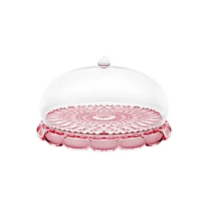 Guzzini - Alzata per Dolci in Plastica Rosa con Campana Decorata Linea vanity - Made in Italy Nuova Collezione