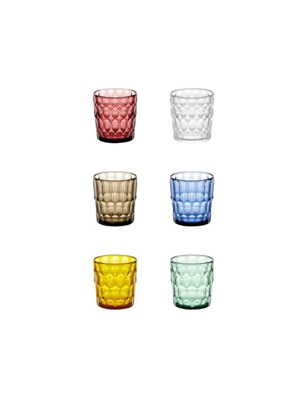 Solo Oggi Guzzini Set 6 Bicchieri Bassi Vanity Multicolore in Cristallo Acrilico Bio-based