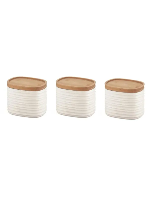 Guzzini Set 3 Barattoli Ermetici Tierra in Plastica Riciclata e Bamboo Pagamento Sicuro