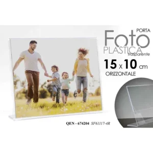 Professionale Portafoto Orizzontale da Tavolo in Plastica Trasparente 15x10 cm