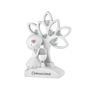 Bomboniera Comunione Bongelli Bimba con Albero Glitter Argentati Offerta Limitata