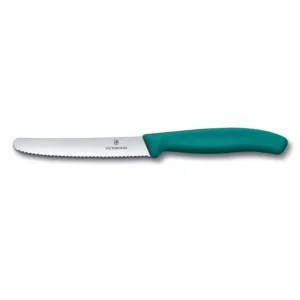 Saldi Victorinox Coltello da Tavola e Pomodoro Swiss Classic, Lama Ondulata, Verde 11 cm