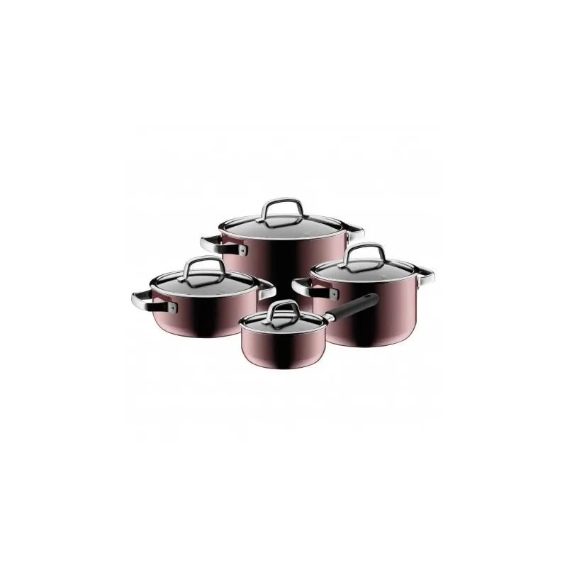 Prezzo Di Fabbrica Wmf Fusiontec Mineral Batteria Pentole 4 Pz Rosa Quarzo con Coperchio in Vetro