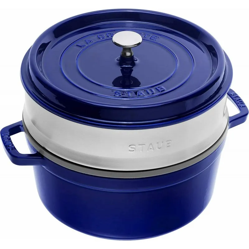 Staub Cocotte Tonda - Vaporiera 26 cm Blu 40510-604 Popolare