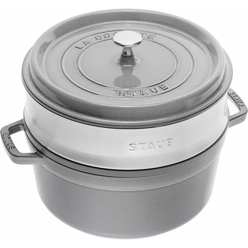 Offerta Staub Cocotte Tonda - Vaporiera 26 cm Grigio Grafite 40510-605