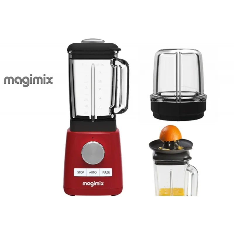 Magimix Power Blender Rosso con Optional Spremiagrumi e Mini Bacinella Soddisfatti O Rimborsati
