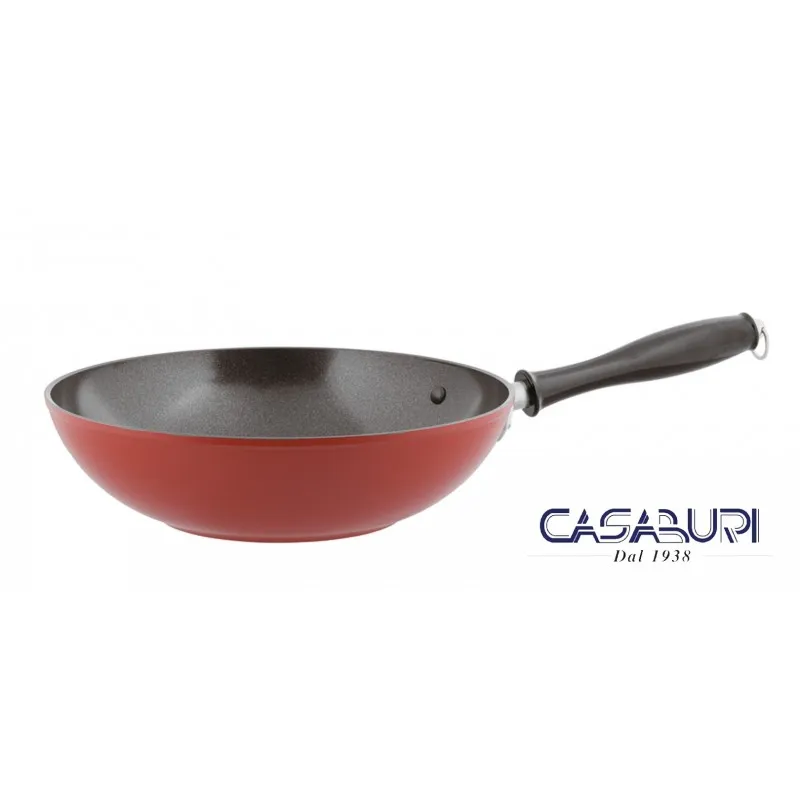 Sambonet Wok Antiaderente 28 cm Rosso 1965 Vintage Quarzo Nero Prezzo Scontato