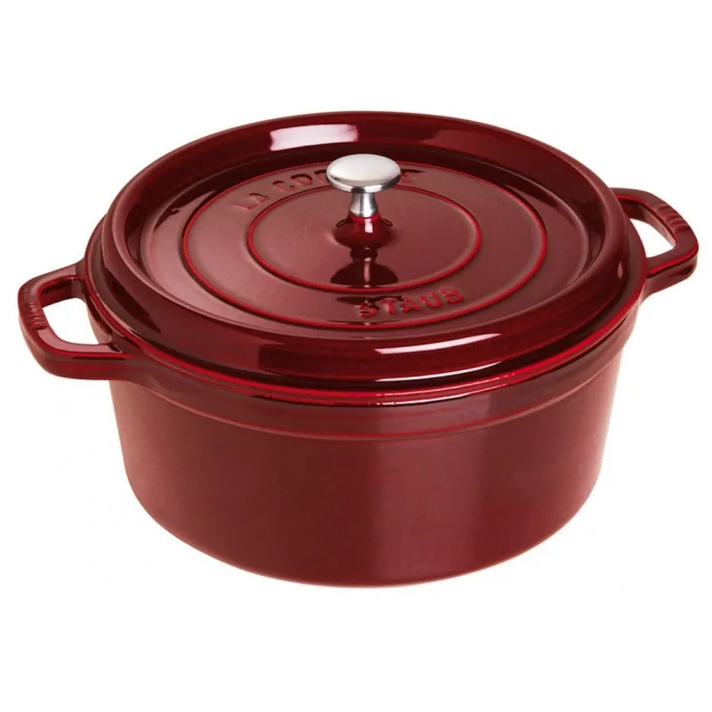 Consegna Rapida Staub Cocotte Tonda 26 cm Rosso Granato
